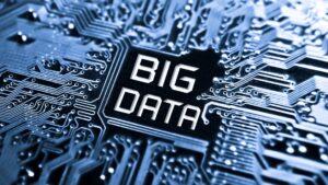 A close-up of a circuit board labeled "big data." The image represents the technology behind storing and processing large amounts of data.