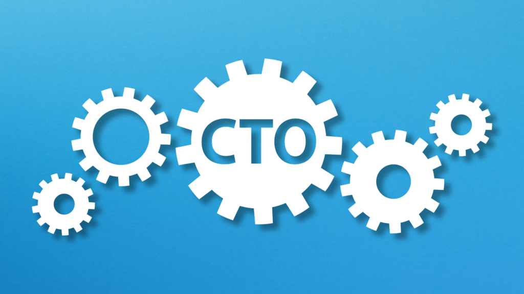 A group of gears on a blue background with the word "CTO" in the middle.