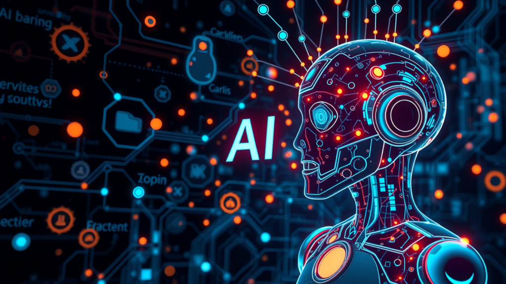 A robotic head with glowing circuits, representing the concept of artificial intelligence (AI) being used to enhance sales strategies and processes.