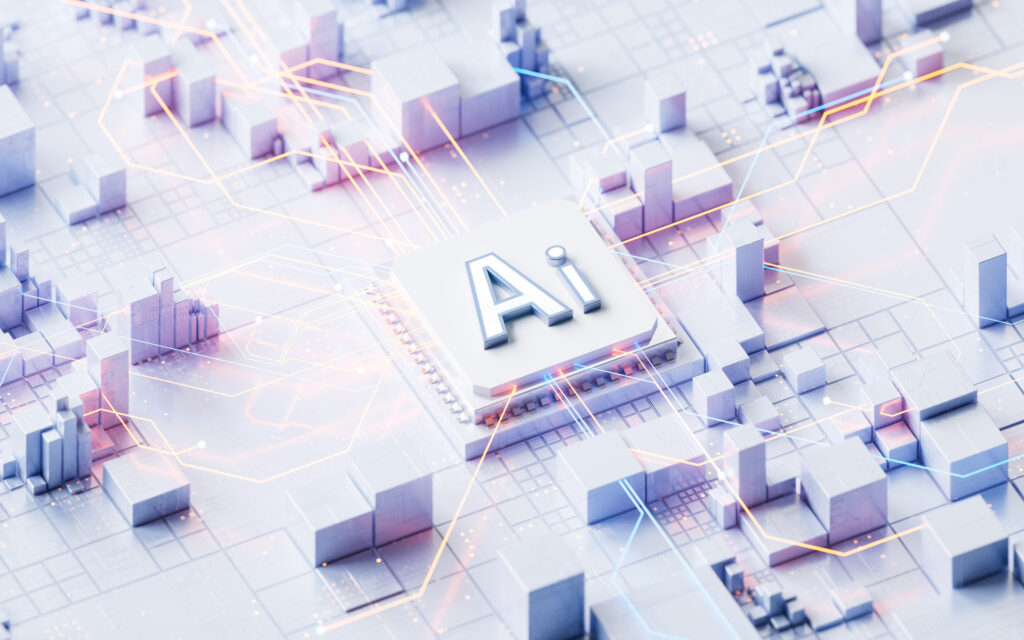 A futuristic visualization of how AI can be used to create more sustainable, efficient, and comfortable living spaces