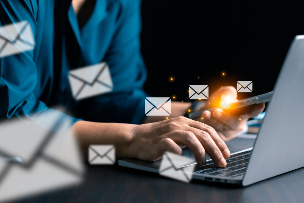 A person actively engages with their email, showcasing the effectiveness of email marketing in capturing audience attention.