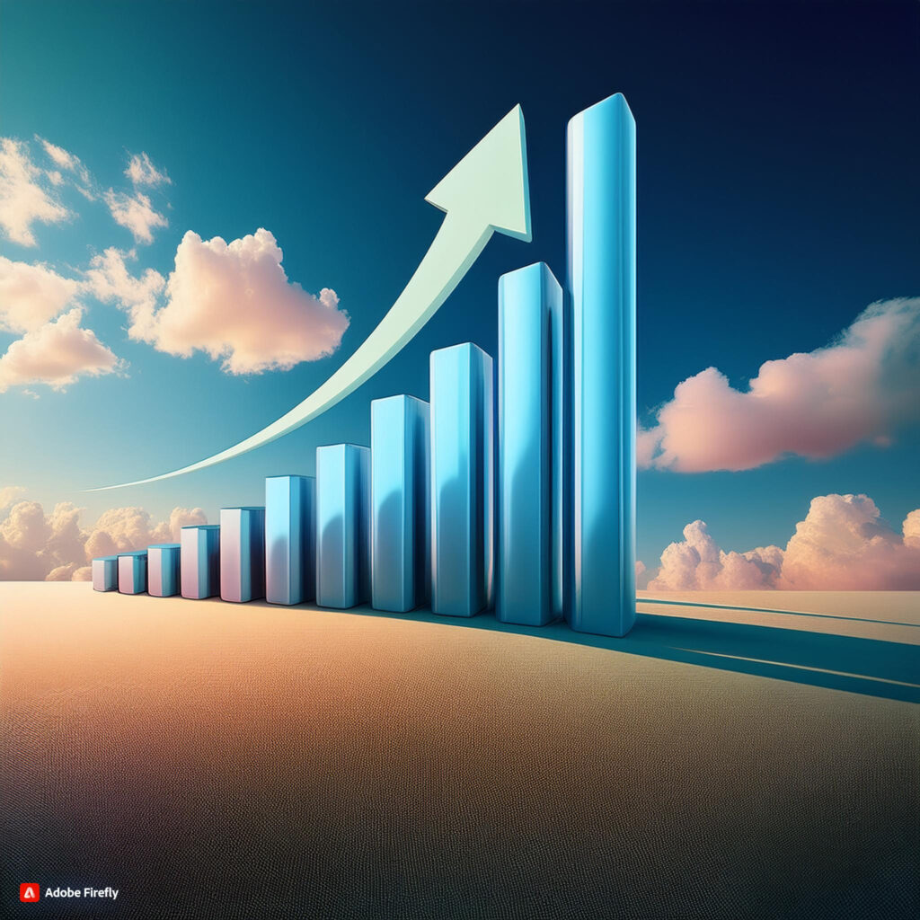 growing bar graph or expanding cloud infrastructure, indicating the system's ability to scale and accommodate increased demand and new functionalities