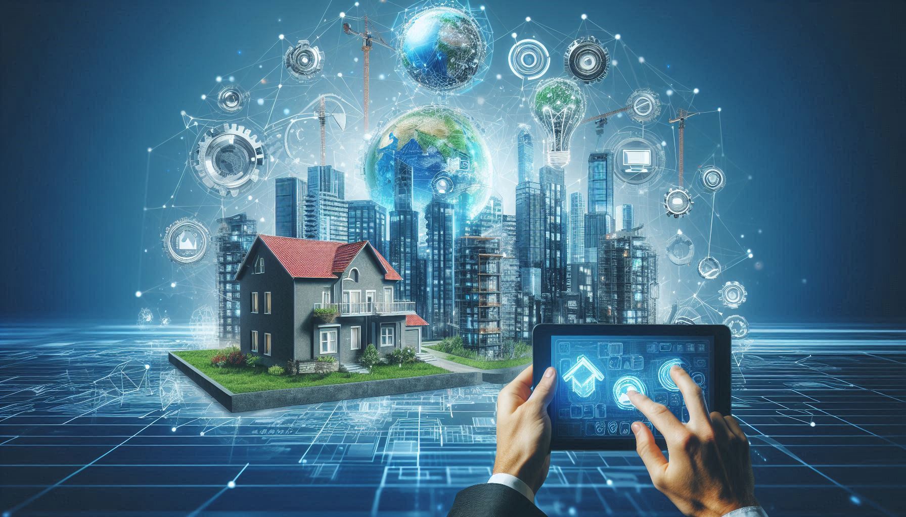 image depicts a modern, technology-driven vision of real estate